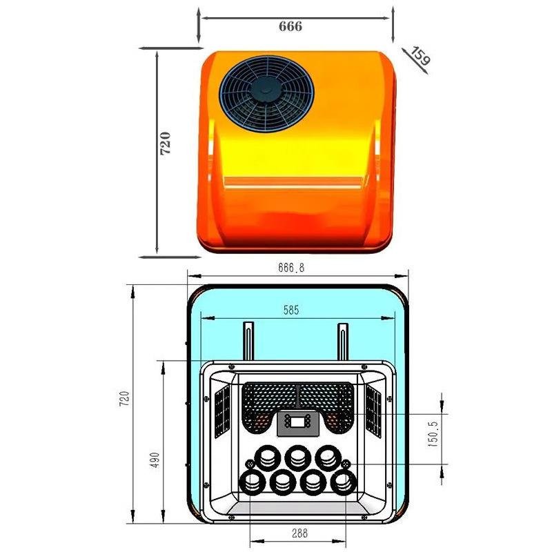 12v 24v Truck Ceiling Parking / Sleeping Air Conditioner Caravan RV Air Conditioner