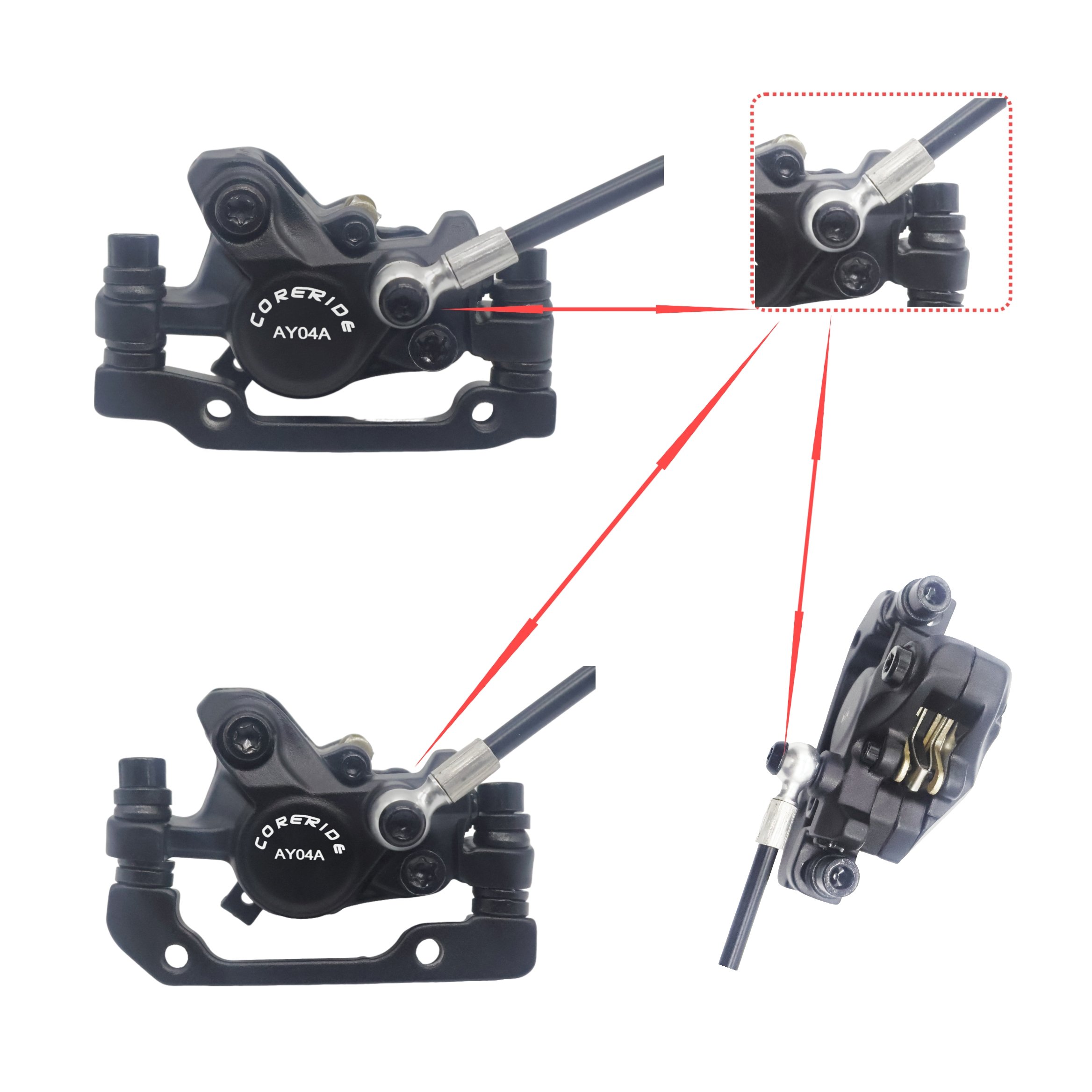 Electric Scooter Parts Scooter Hydraulic Disc Brake Kit Bilateral Piston Hydraulic Brake Left Right Brake Caliper Optional