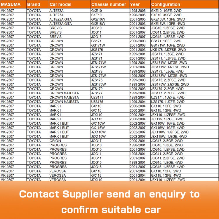 MK-2507 MASUMA Car Parts Semi-Metallic Brake Shoe Set Car Brake Shoes for Toyota Japanese Cars 46540-51010 46550-51010