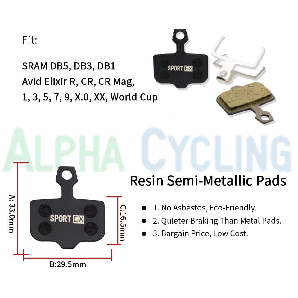 Resin Bicycle Disc Brake Pads for Avid E1 E5 E9 R/CR/CR-MAG/E1/3/5/7/9 Sr+am X0 XX DB1/3/5 Dualtron Thunder Caliper