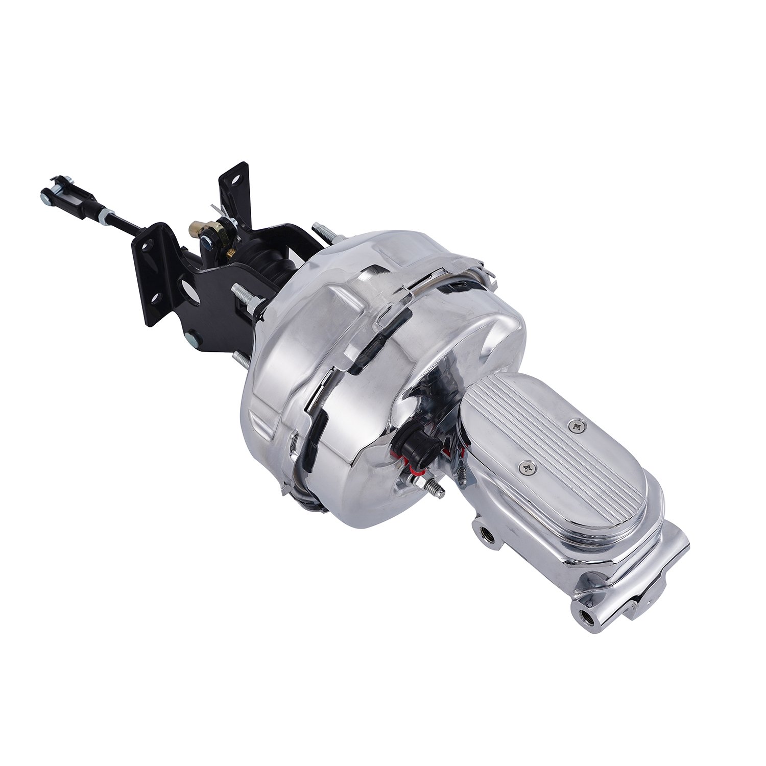 Chrome Power brake booster kit 9" dual black booster master cylinder ball milled top with #63 bracket BCK-103-9D-4C