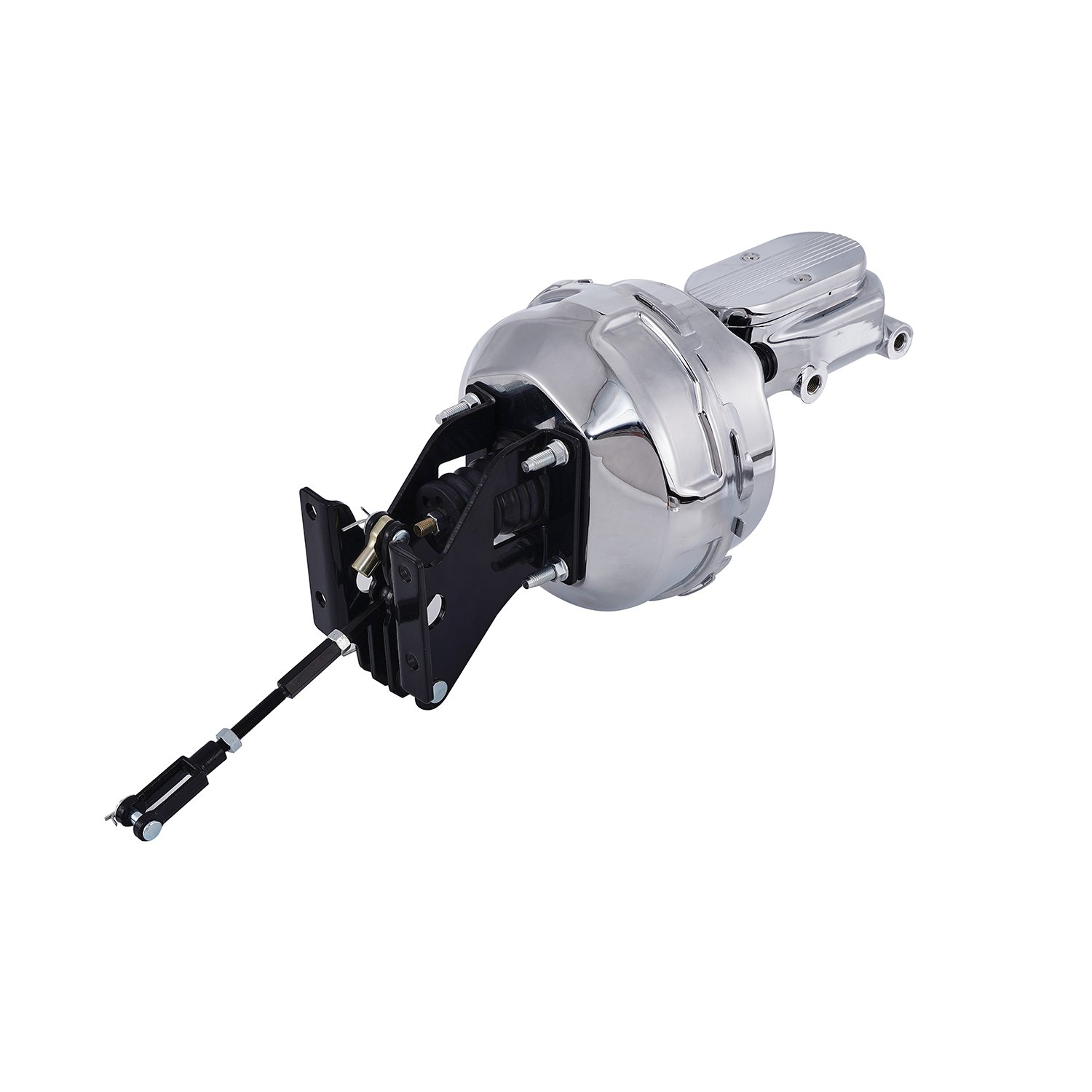 Chrome Power brake booster kit 9" dual black booster master cylinder ball milled top with #63 bracket BCK-103-9D-4C