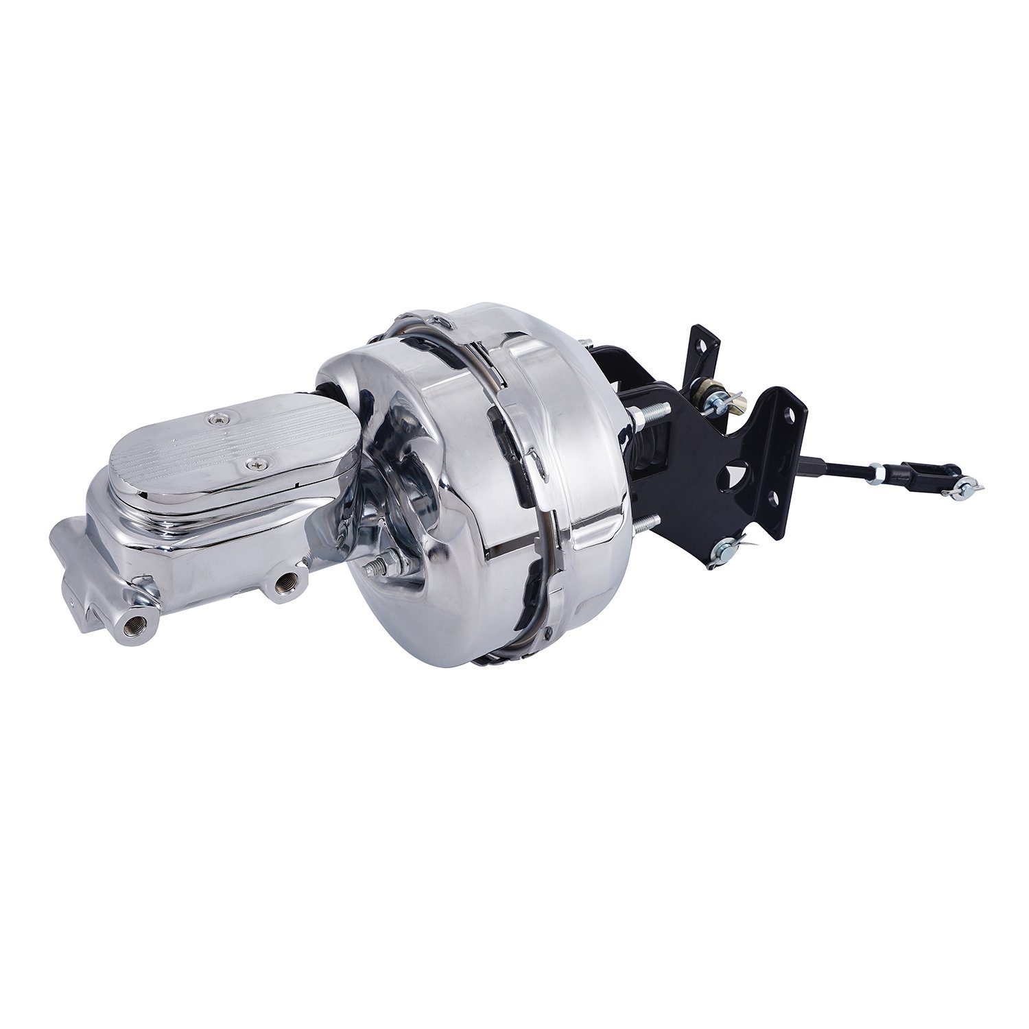 Chrome Power brake booster kit 9" dual black booster master cylinder ball milled top with #63 bracket BCK-103-9D-4C