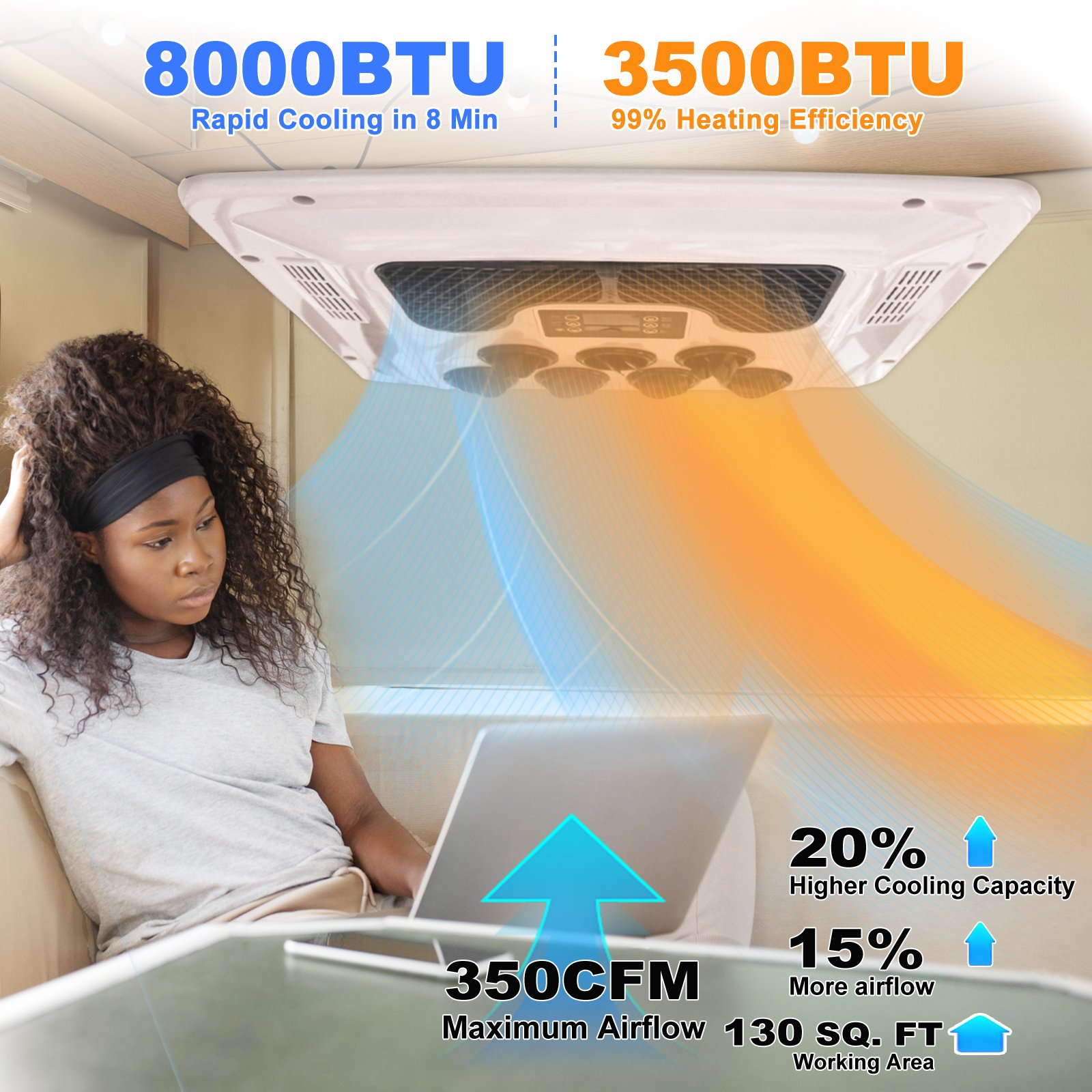12V 24V Warm and Cool Roof Mounted Parking Air Conditioning for Rv Trucks 24V Air Conditioner