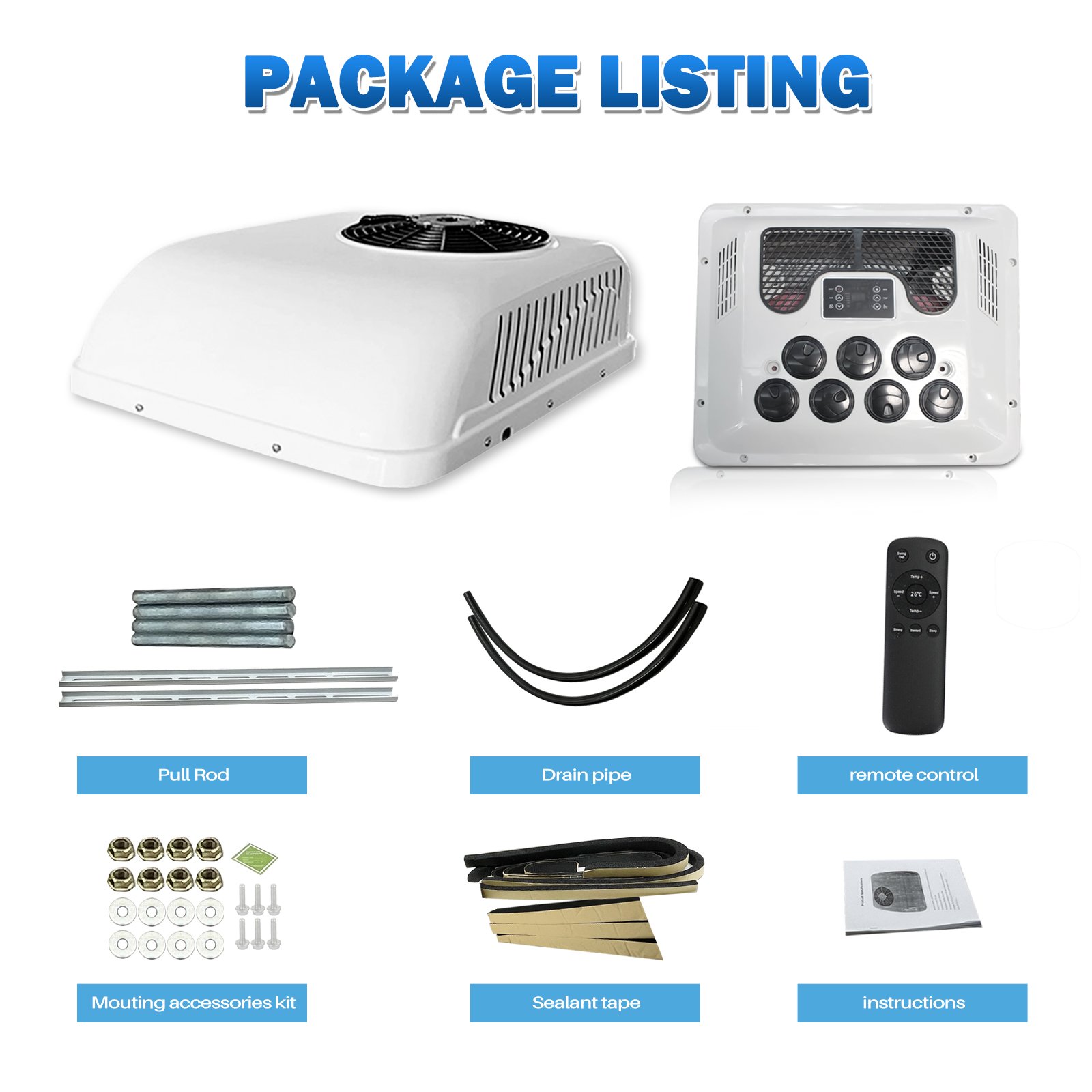 12V 24V Warm and Cool Roof Mounted Parking Air Conditioning for Rv Trucks 24V Air Conditioner