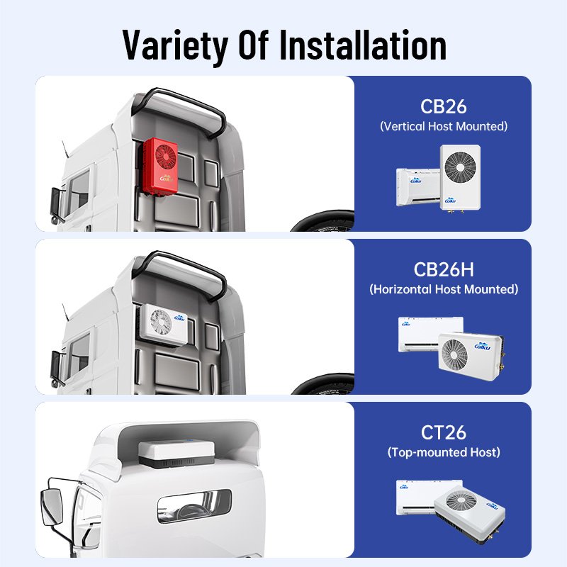 New Design DC 24V Air Conditioning Split Vertical Host Mounted Truck Air Conditioner For Car