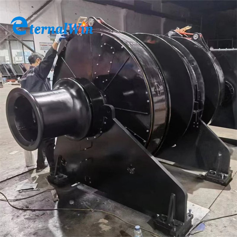 50tons Double Drum diesel Power Hydraulic Winch Trawl Winch for Sale