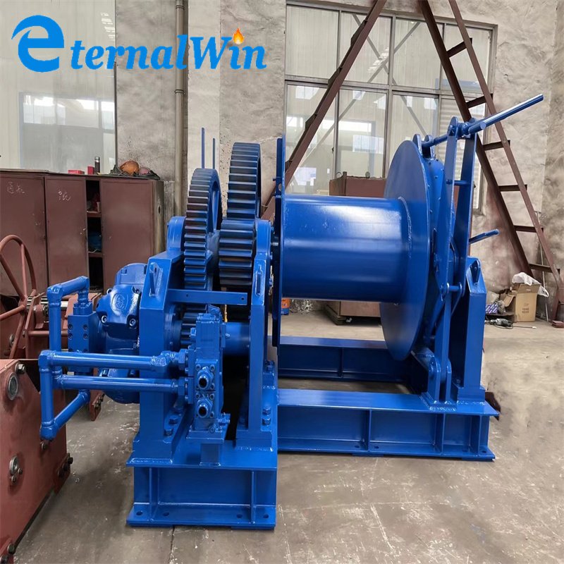 50tons Double Drum diesel Power Hydraulic Winch Trawl Winch for Sale