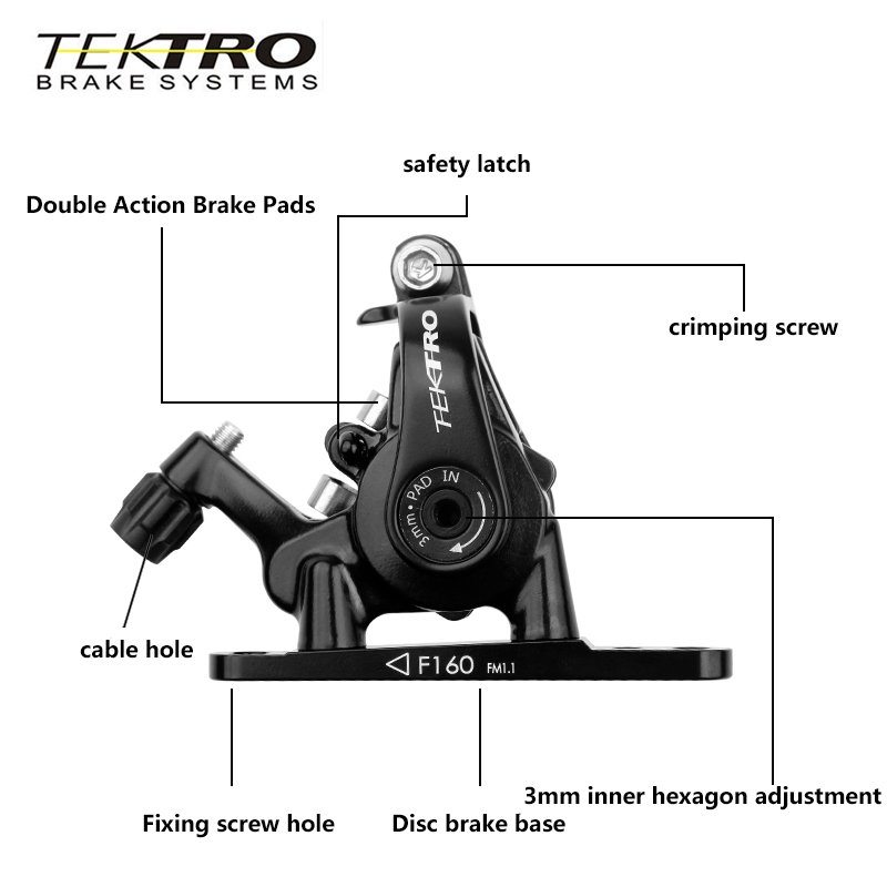 TEKTRO Road Bike Mechanical Disc Brakes MD-C550 Bilateral Brake Piston Pull-by-wire Brake Flat Mount Caliper Bicycle Accessories