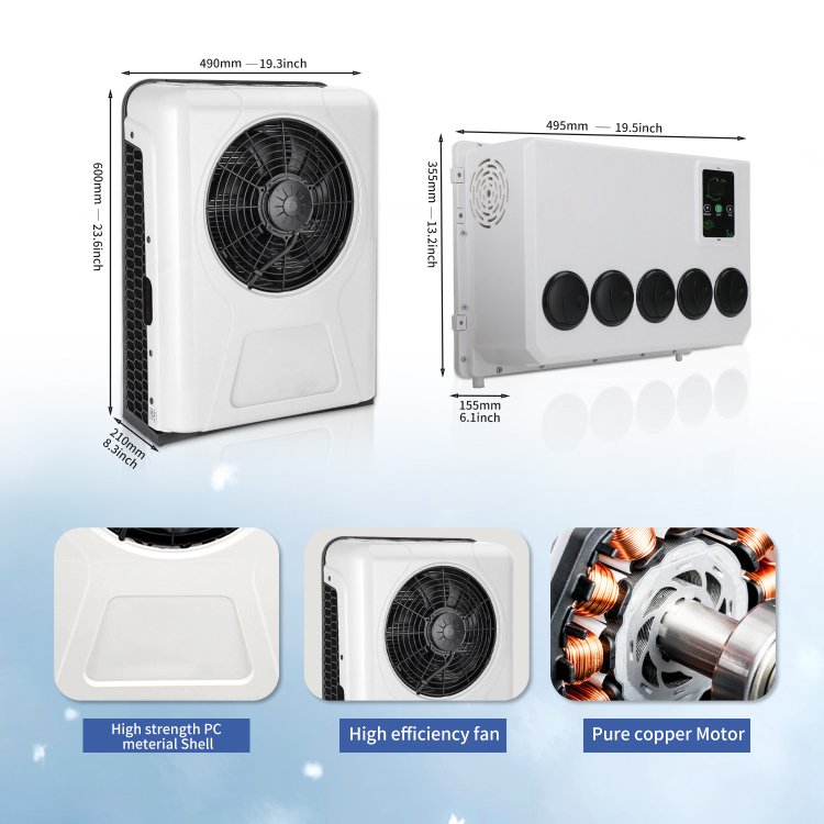 Parking Air Conditioner for Truck 12V 24V DC Air Conditioner Unit RV Bus Excavator Agricultural Vehicle Construction Car No Fuel