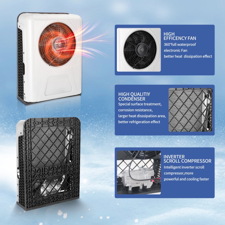 Parking Air Conditioner for Truck 12V 24V DC Air Conditioner Unit RV Bus Excavator Agricultural Vehicle Construction Car No Fuel
