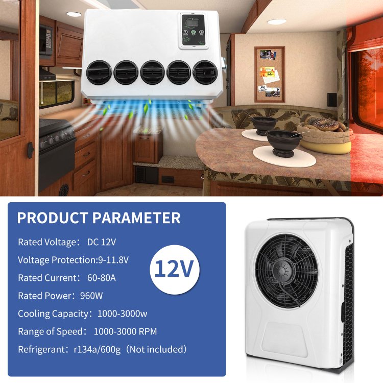 Parking Air Conditioner for Truck 12V 24V DC Air Conditioner Unit RV Bus Excavator Agricultural Vehicle Construction Car No Fuel