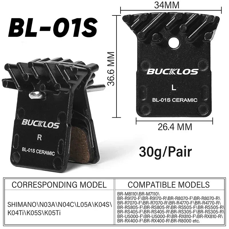 OEM/ODM BUCKLOS MTB Bicycle Hydraulic Brake Ceramic Pads Road Mountain Bike Disc Brake Pad Fit for L05A J04C H03C NUTT