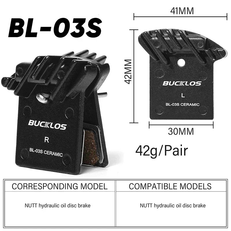 OEM/ODM BUCKLOS MTB Bicycle Hydraulic Brake Ceramic Pads Road Mountain Bike Disc Brake Pad Fit for L05A J04C H03C NUTT