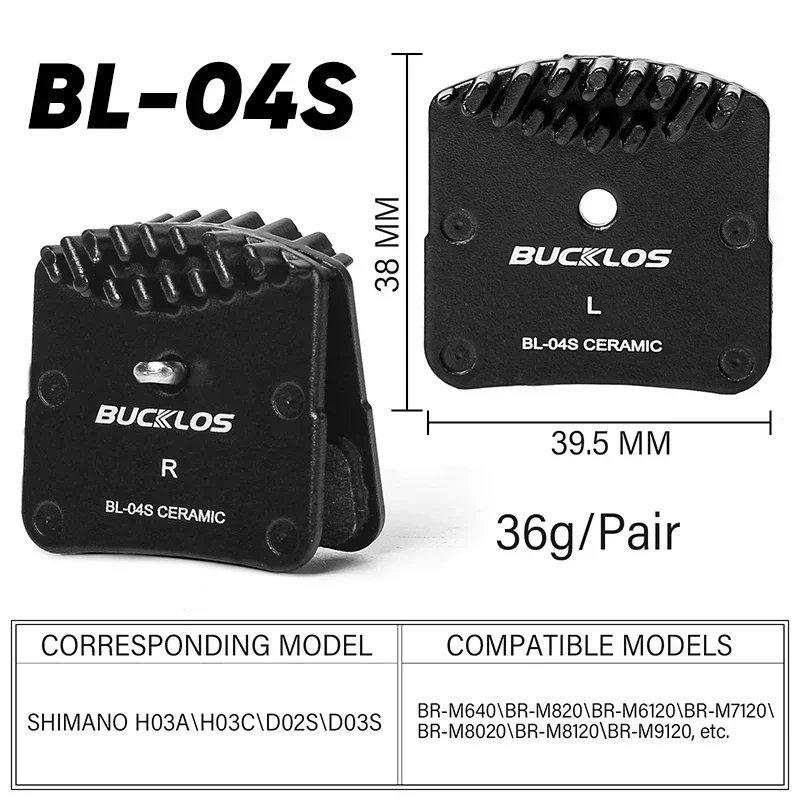 OEM/ODM BUCKLOS MTB Bicycle Hydraulic Brake Ceramic Pads Road Mountain Bike Disc Brake Pad Fit for L05A J04C H03C NUTT