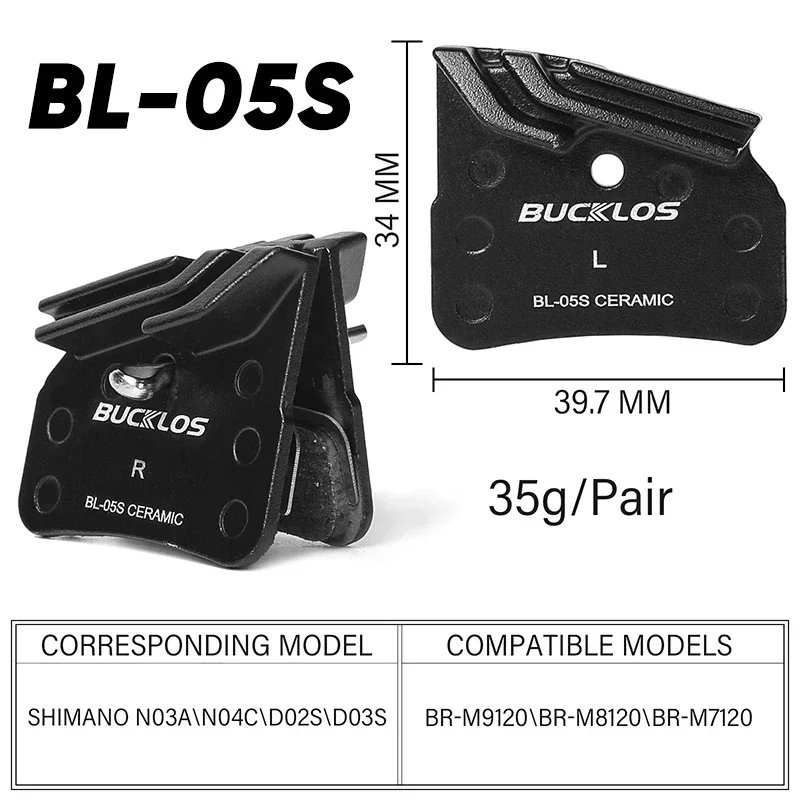 OEM/ODM BUCKLOS MTB Bicycle Hydraulic Brake Ceramic Pads Road Mountain Bike Disc Brake Pad Fit for L05A J04C H03C NUTT