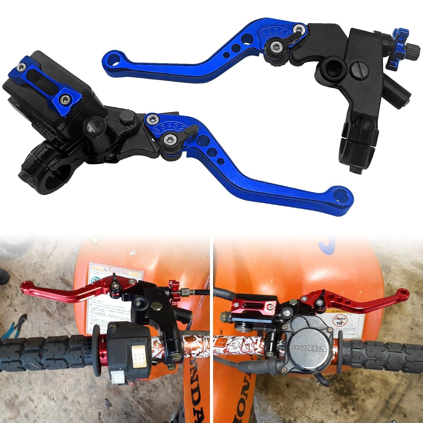 Universal Motorcycle 7/8" 22mm Left & Right Handlebar Brake Master Cylinder Clutch Lever CNC Set for Harley Honda Suzuki Yamaha