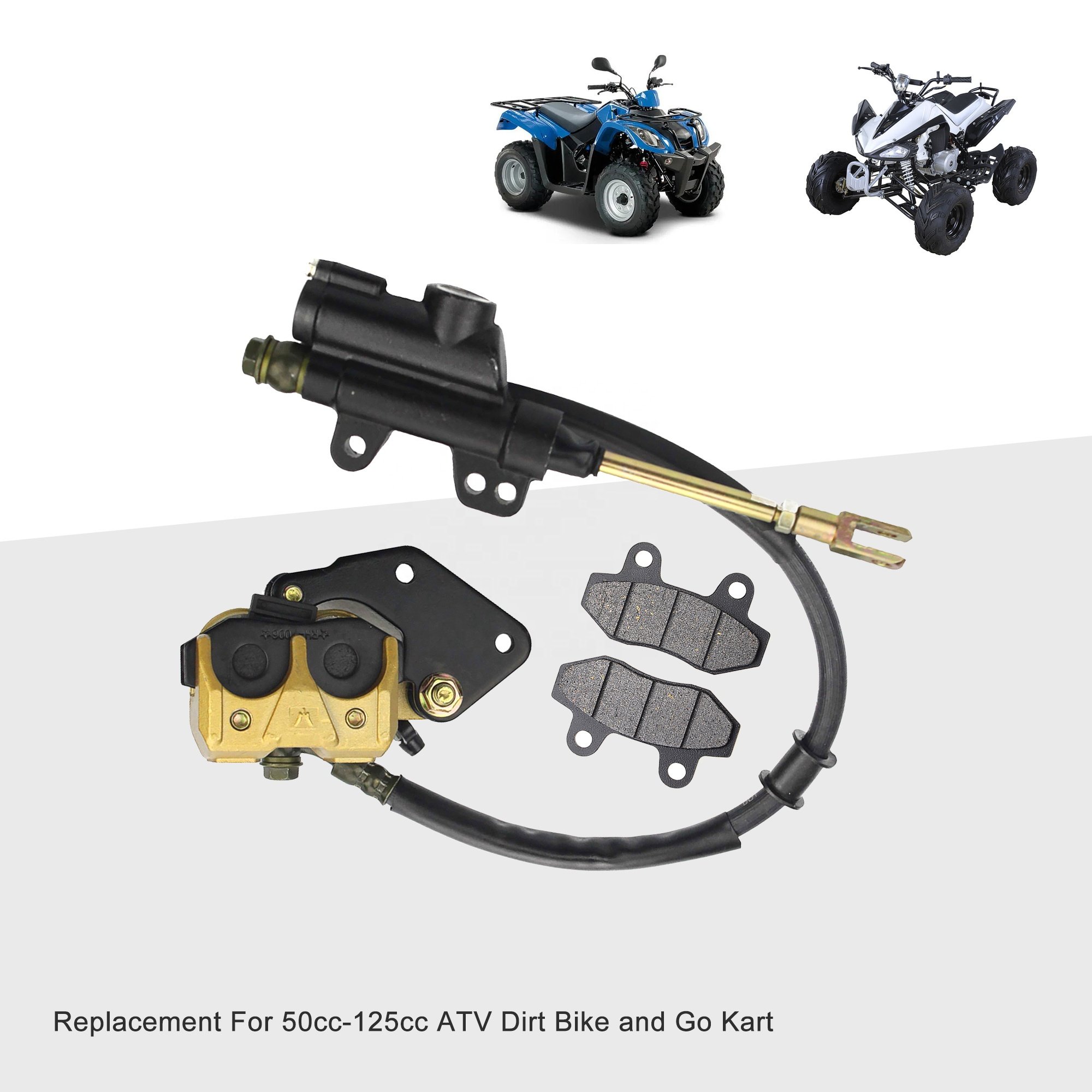 GOOFIT Rear Foot Disc Brake Master Cylinder Assembly With Brake Pads Replacement for 50cc 70cc 90cc 110cc 125cc ATV Dirt Bike