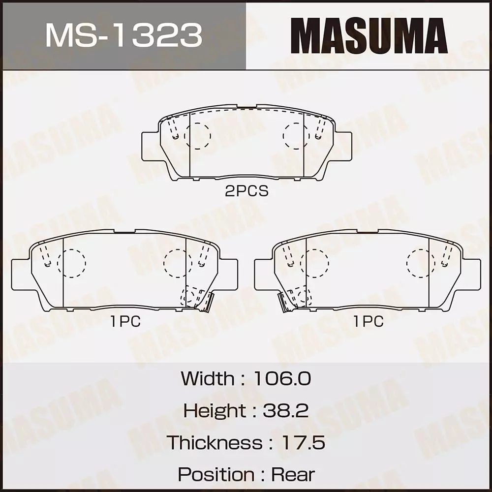 MS-1323 MASUMA Manufacturer Low Price Power Stop Brake Pads New Product Golden Supplier Brake Pad for Toyota for Premio