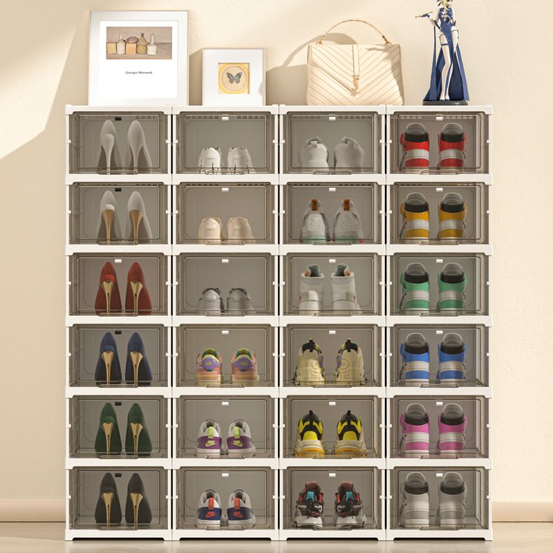 Modern Clear Acrylic Shoe Storage Box Customizable Stackable Transparent Shoe Box Organizer for Big Shoes