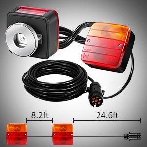Emark Magnetic Trailer Tail Lights Kit 12V Truck Brake Stop Indicator License Plate Lights with 7 Pins Connector and 7.5m Cable