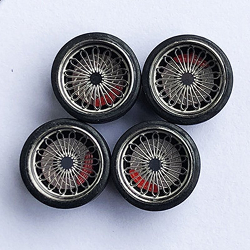 1/64 11mm Metal Wheels Rim Rubber Tires Set for Modified Wheel Caliper Hub With Brake Rc Car Parts Diecast Toys
