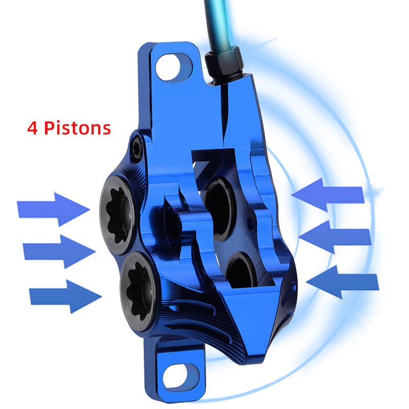 E4 MTB 4 Piston Hydraulic Disc Brake With Cooling Full Meatal Pads CNC Tech Mineral Oil Brake for AM Enduro