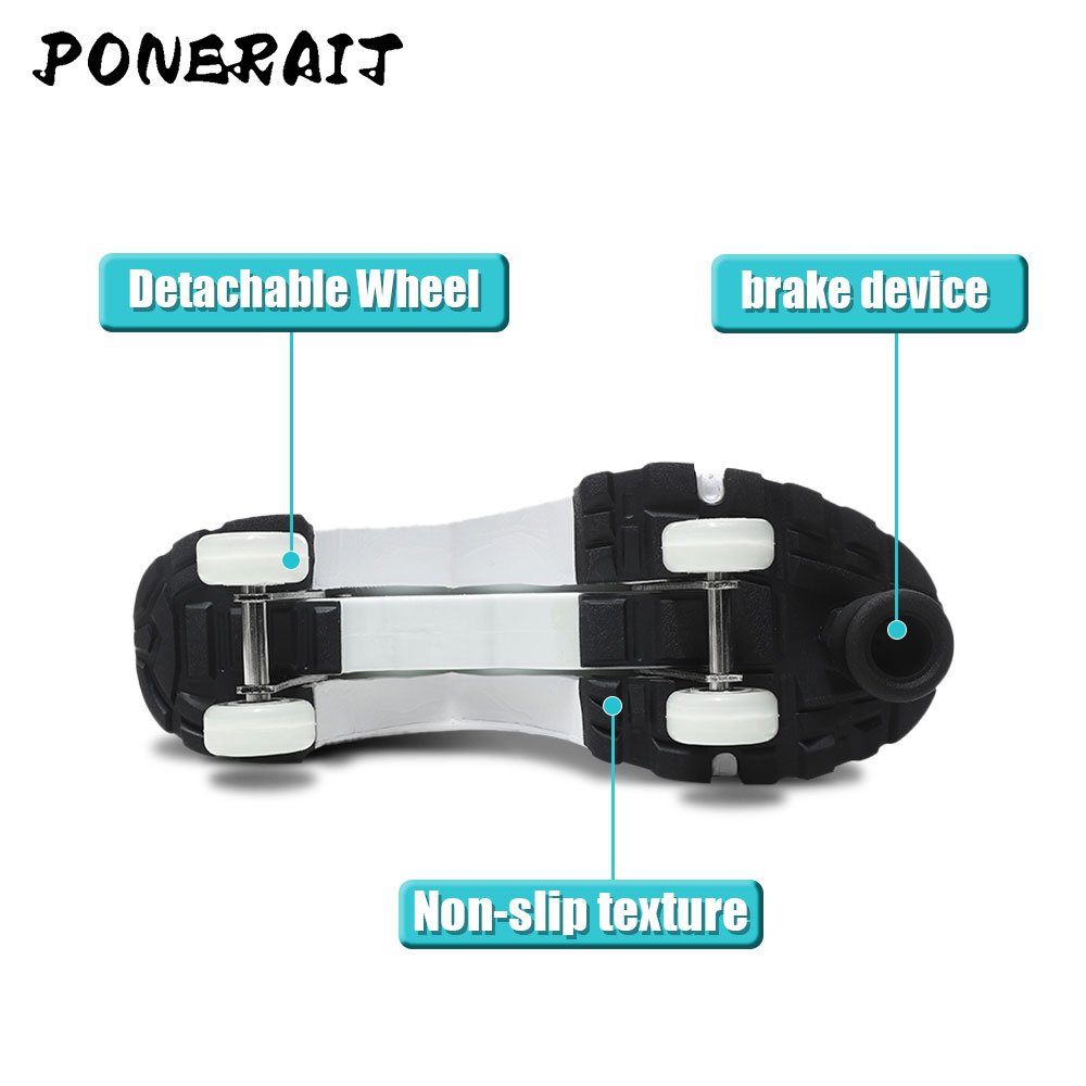 Latest Unisex Double Wheel Street Roller Shoes Casual Running Skate Shoes for Indoor Outdoor Use for Beginners Parkour Designed