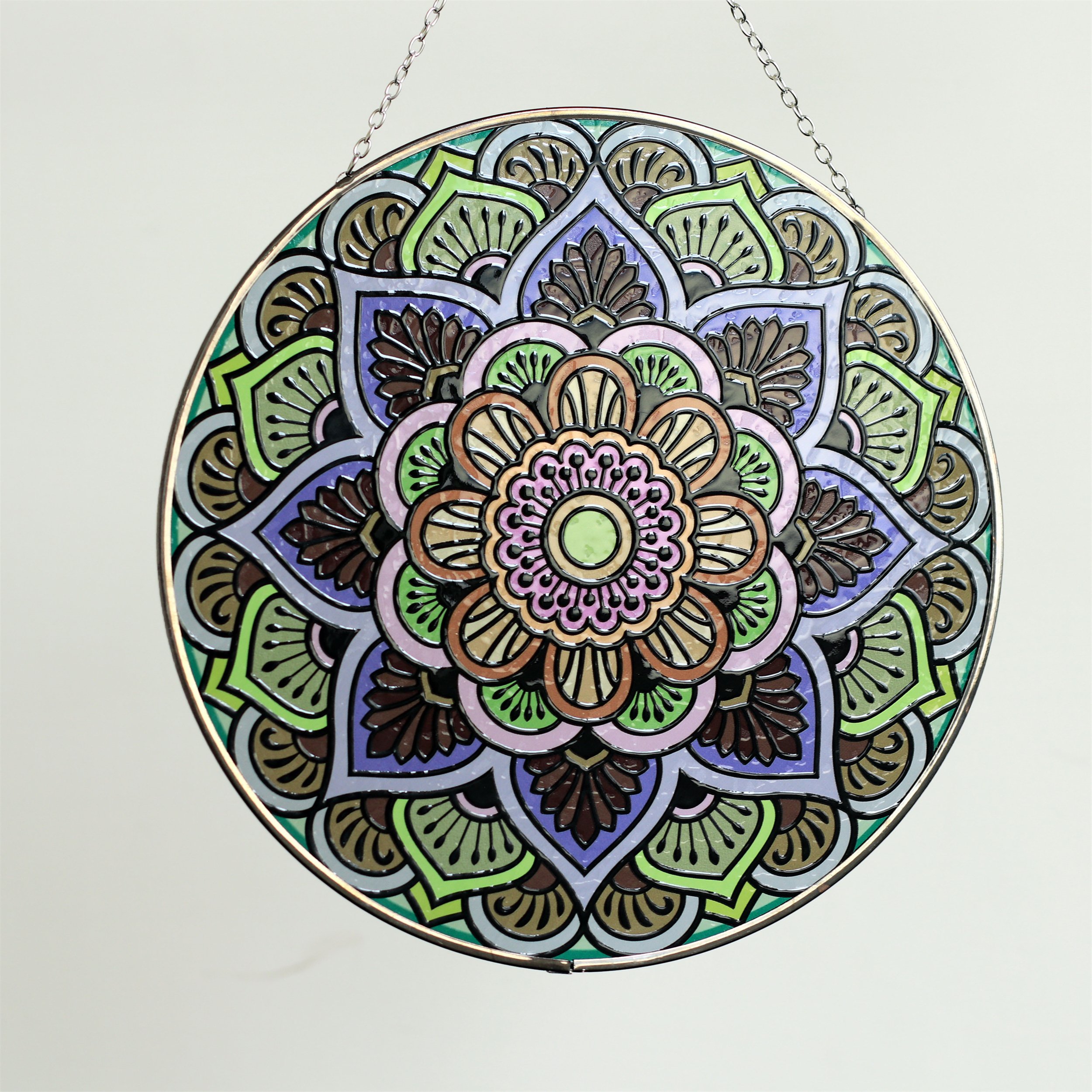 Artistic Mandala Sun Catcher - Exquisite Glass Hanging Decoration for Windows