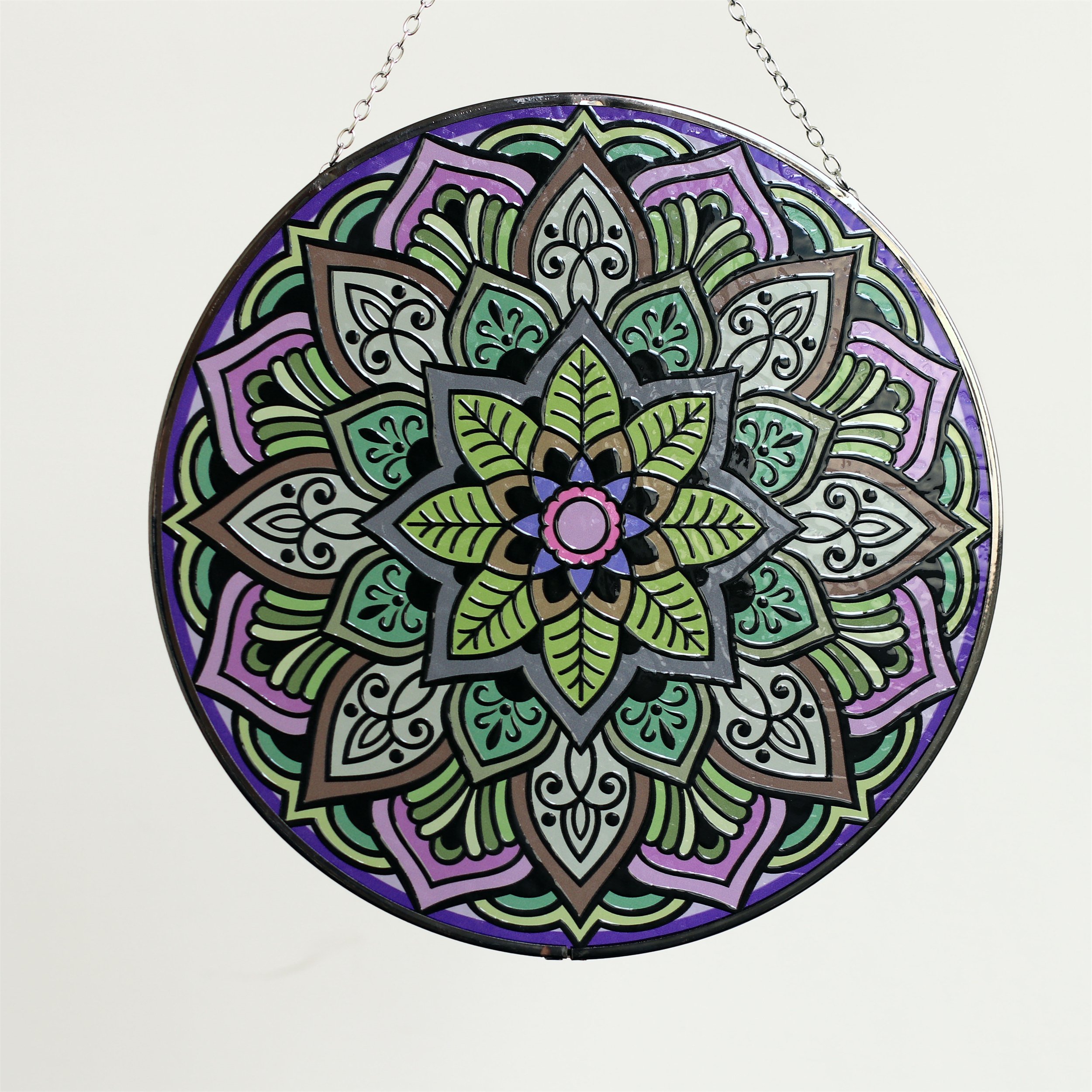 Artistic Mandala Sun Catcher - Exquisite Glass Hanging Decoration for Windows