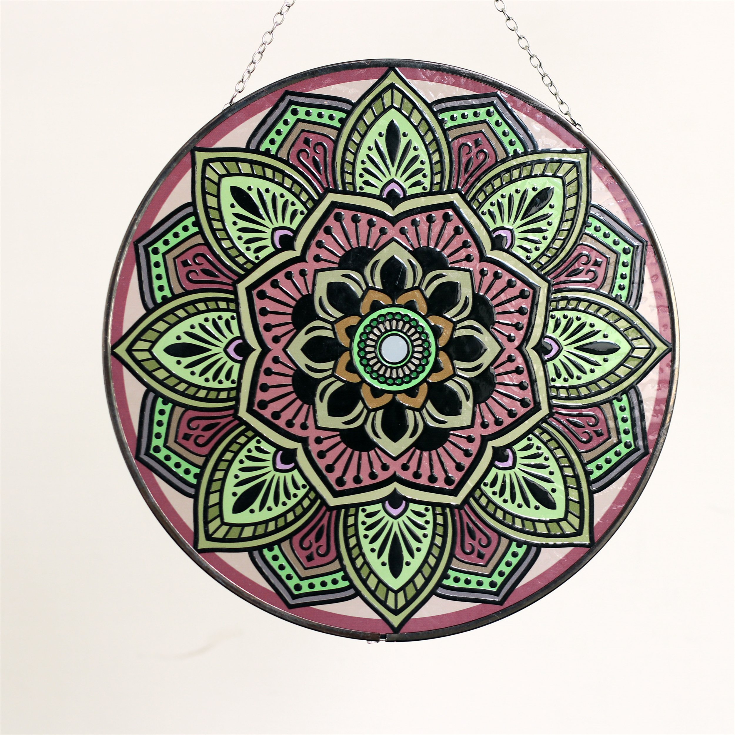 Artistic Mandala Sun Catcher - Exquisite Glass Hanging Decoration for Windows