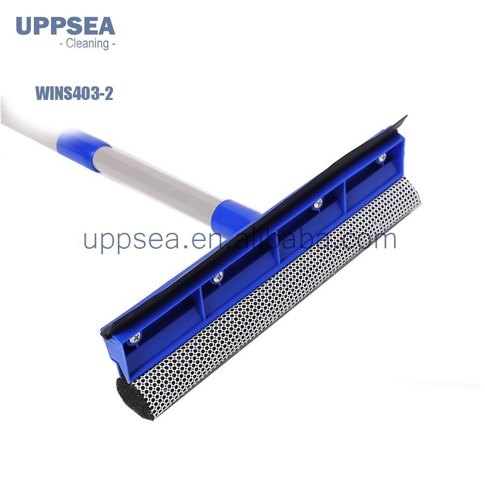 Window Squeegee Cleaner 2 in 1 Window Cleaning Tool with Scrubber Car Windshield Cleaner Kit with Extension Pole Washing