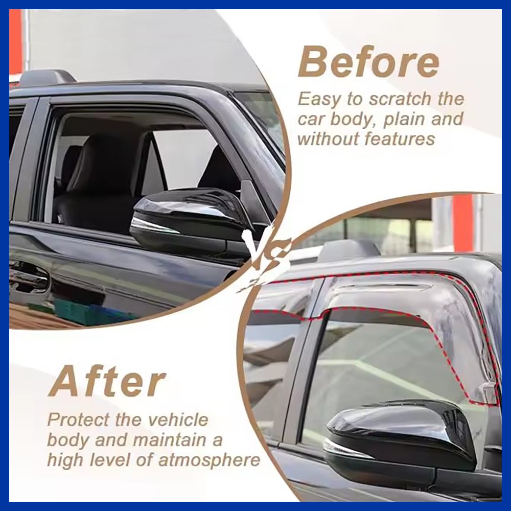 4-Pcs Windows Sun Visor Customizable ABS/PS/PC Car Rain Guard Car Window Shield for Audi 19 Q3
