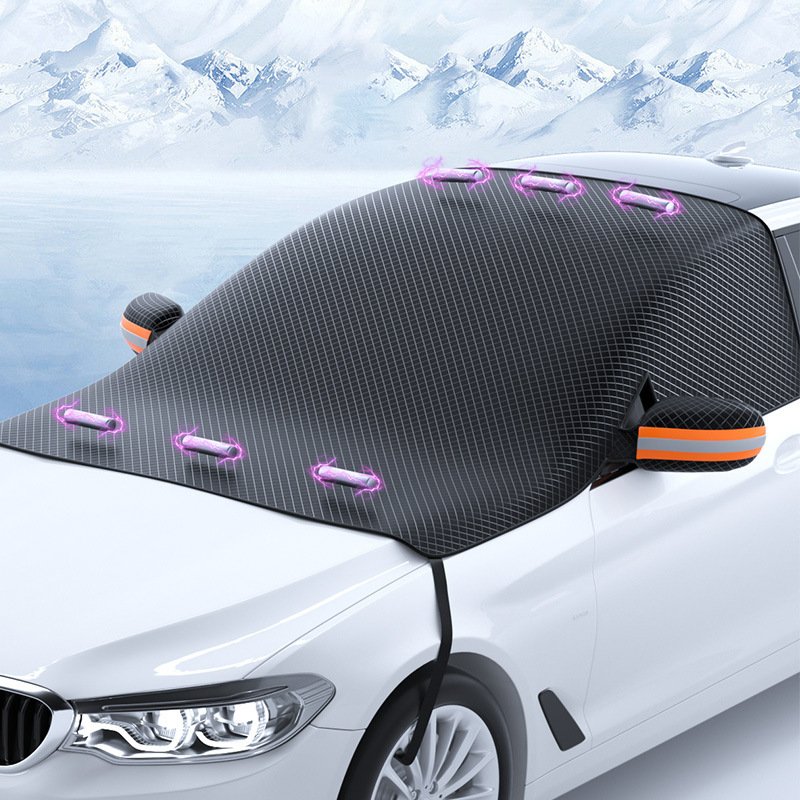 Black Car Snow Shield Front Windshield Sun Shield Glass Sun Visor Thick Magnetic Snow Cover Antifreeze Half Cover