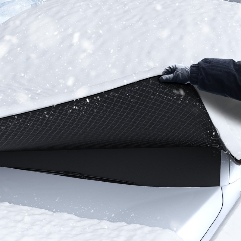 Black Car Snow Shield Front Windshield Sun Shield Glass Sun Visor Thick Magnetic Snow Cover Antifreeze Half Cover