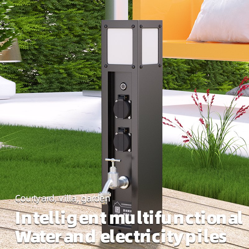Garden Tuya Socket Power Socket Post Intelligent Waterproofed Socket Column with Antifreeze Faucet Outdoor Plug Post