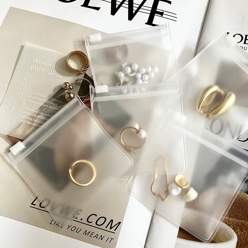 Small Mini Frosted Clear Pvc Plastic Ziplock Pouch With Custom Logo for Eva Jewelry Bags Rings Jewelry Packaging Zipper Bag