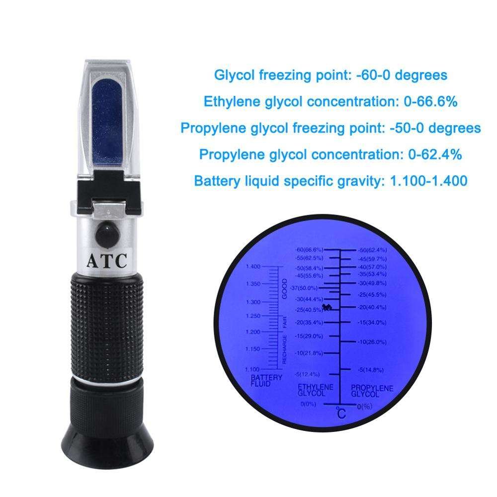 Hand Held Car Battery Antifreeze Glass Solution Propylene Glycol Ethylene Glycol -50- 0 Degree Refractometer