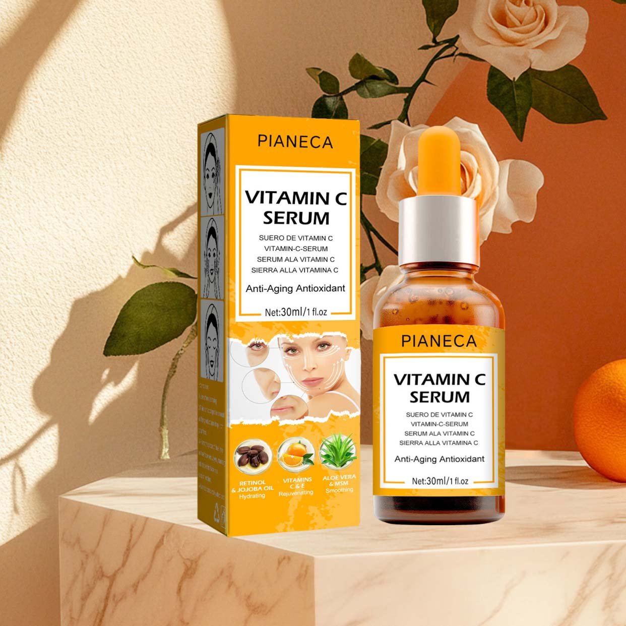 OEM ODM 30ml High Quality Anti Aging Vitamin E Facial Serum With Vitamin C Brightening Serum Even Skin Tone