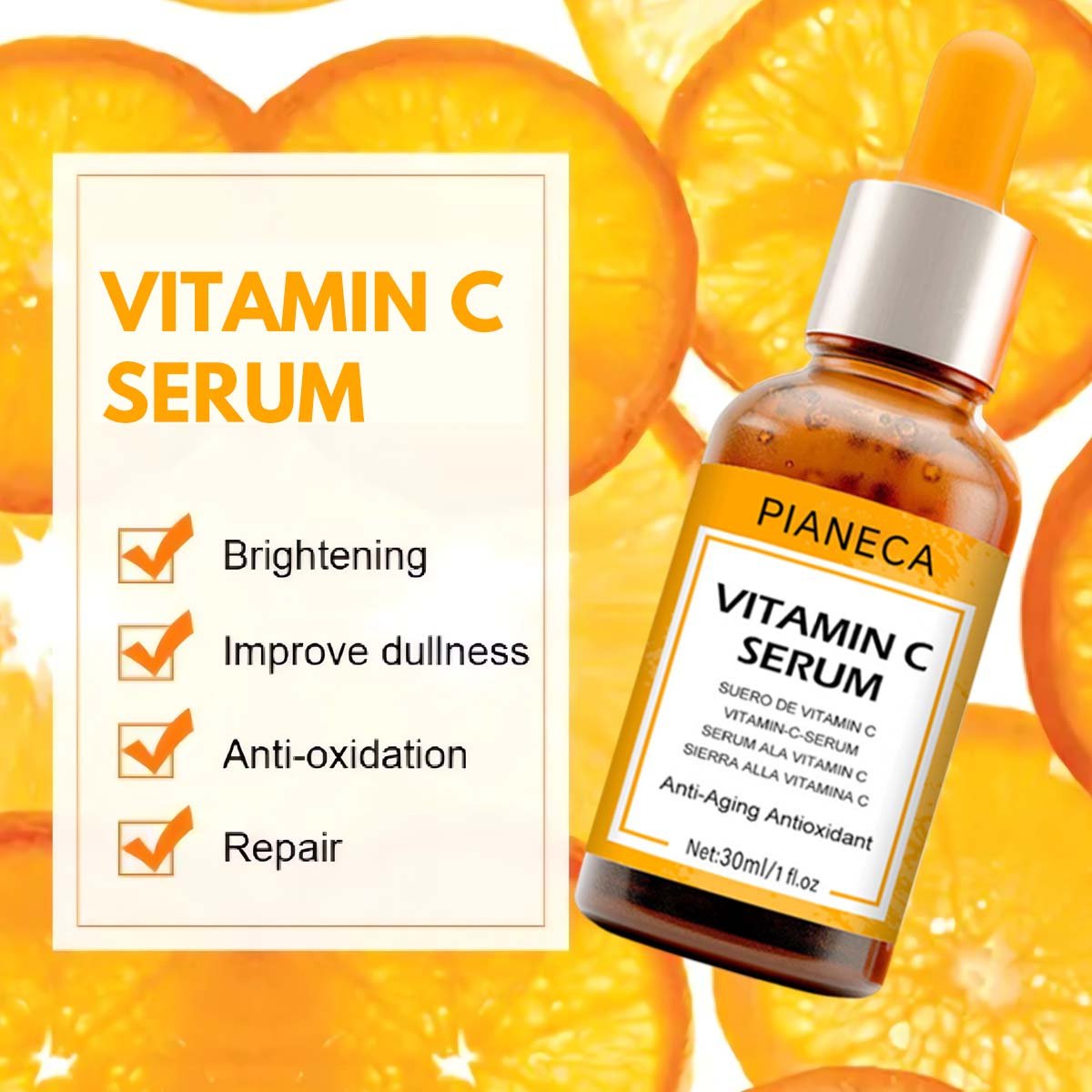 OEM ODM 30ml High Quality Anti Aging Vitamin E Facial Serum With Vitamin C Brightening Serum Even Skin Tone