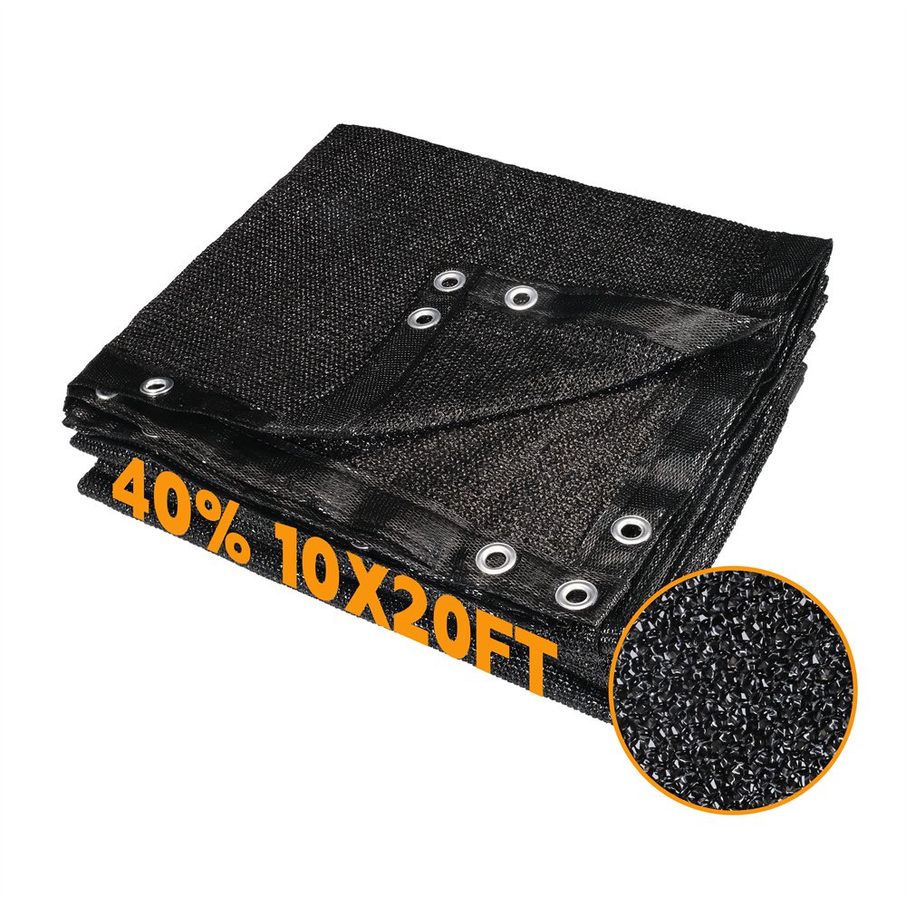 Winemana 10x20 FT Garden Sun Shade Netting 40% Black Woven Shade Cloth Durable Mesh Tarp Grommets Antifreezing for Pergola Pots