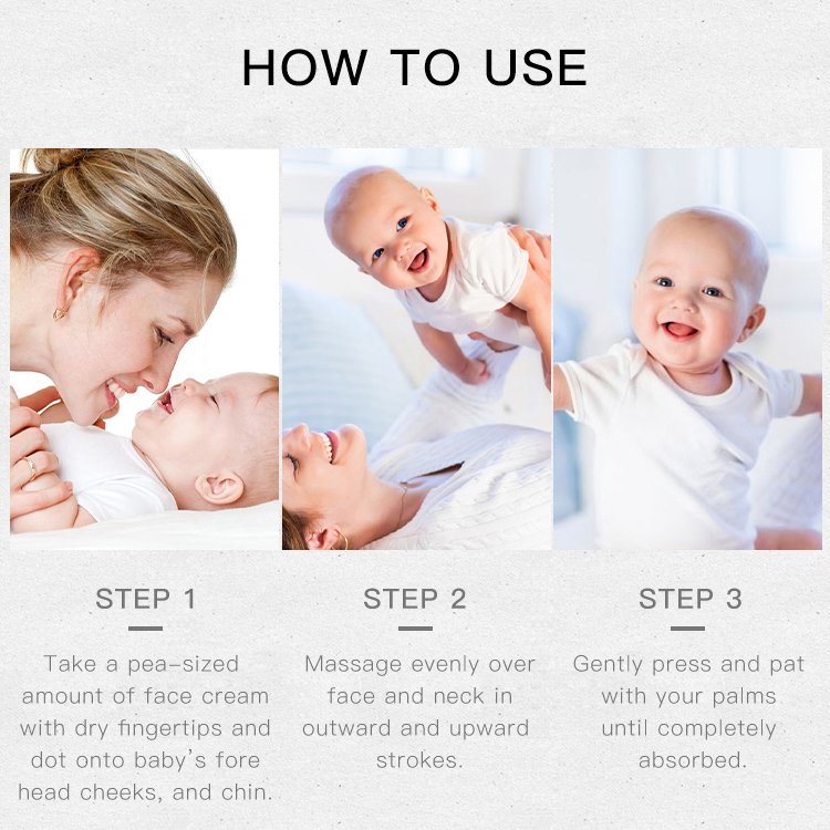 Natural Private Label Paraben Free Organic Moisturizing Vegan Baby Dry Skin Care Face Cream Antifreeze Baby Skin Care Lotion