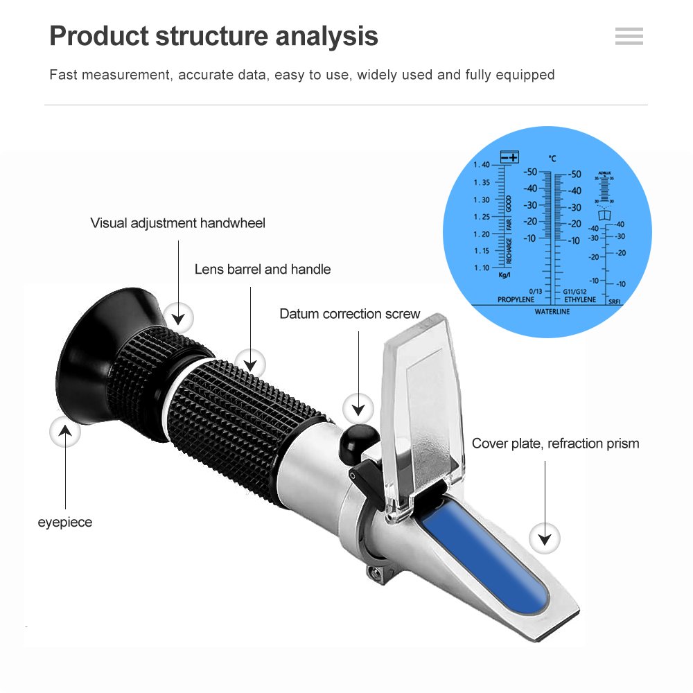 4 in 1 Portable Engine Fluid Glycol Freezing Point Car Battery Automotive Antifreeze Auto Refractometer