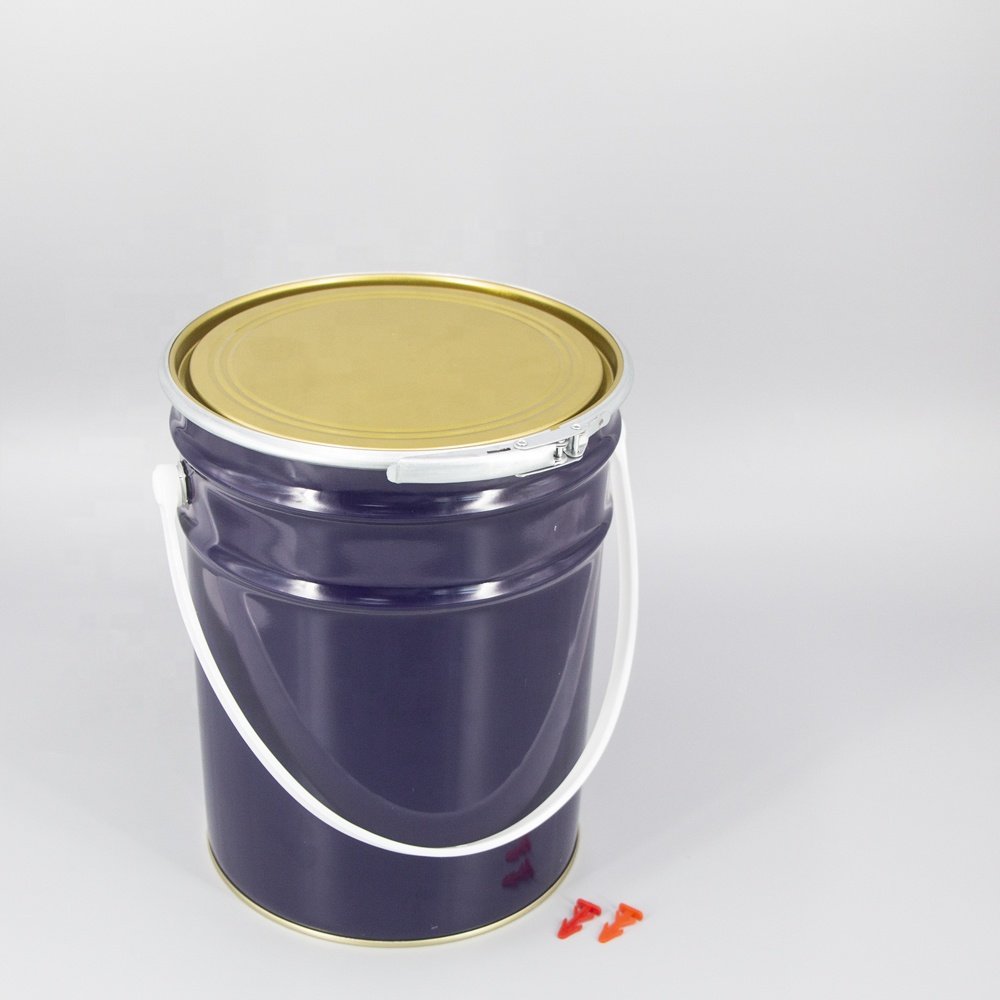 5L Tin Bucket Manufacturer Wholesale Round Tinplate Paint Metal Empty Bucket with Lock Ring Lid