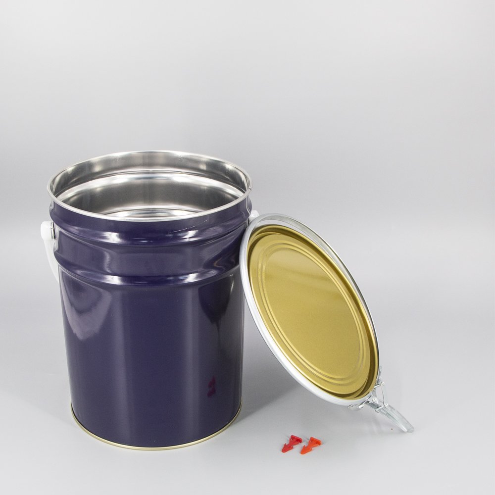 5L Tin Bucket Manufacturer Wholesale Round Tinplate Paint Metal Empty Bucket with Lock Ring Lid
