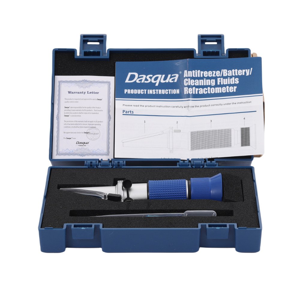 Dasqua Battery Acid and Engine Coolant Refractometer Antifreeze Coolant Tester Glycol Antifreeze Refractometer