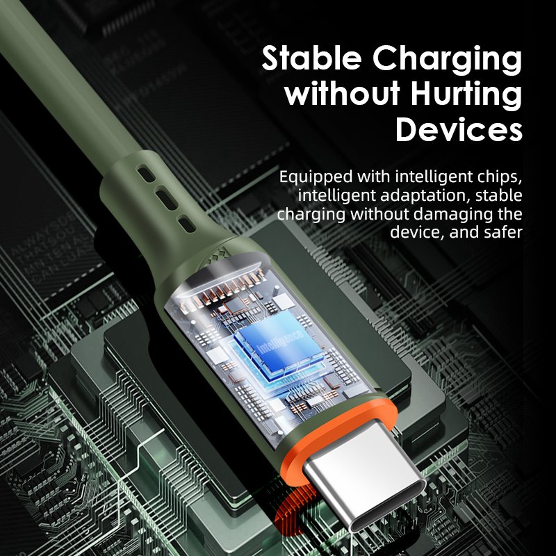 MUJIEDI 2A USB to C Silicon Fire-resistance Antifreeze Cable 1m Fast Charging Data Cables