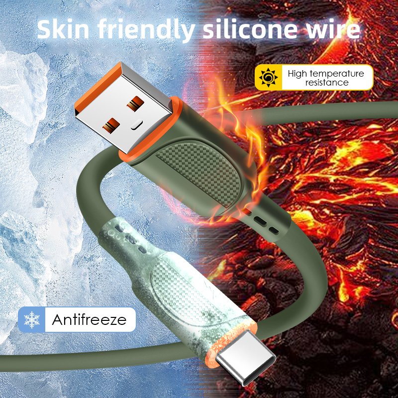 MUJIEDI 2A USB to C Silicon Fire-resistance Antifreeze Cable 1m Fast Charging Data Cables