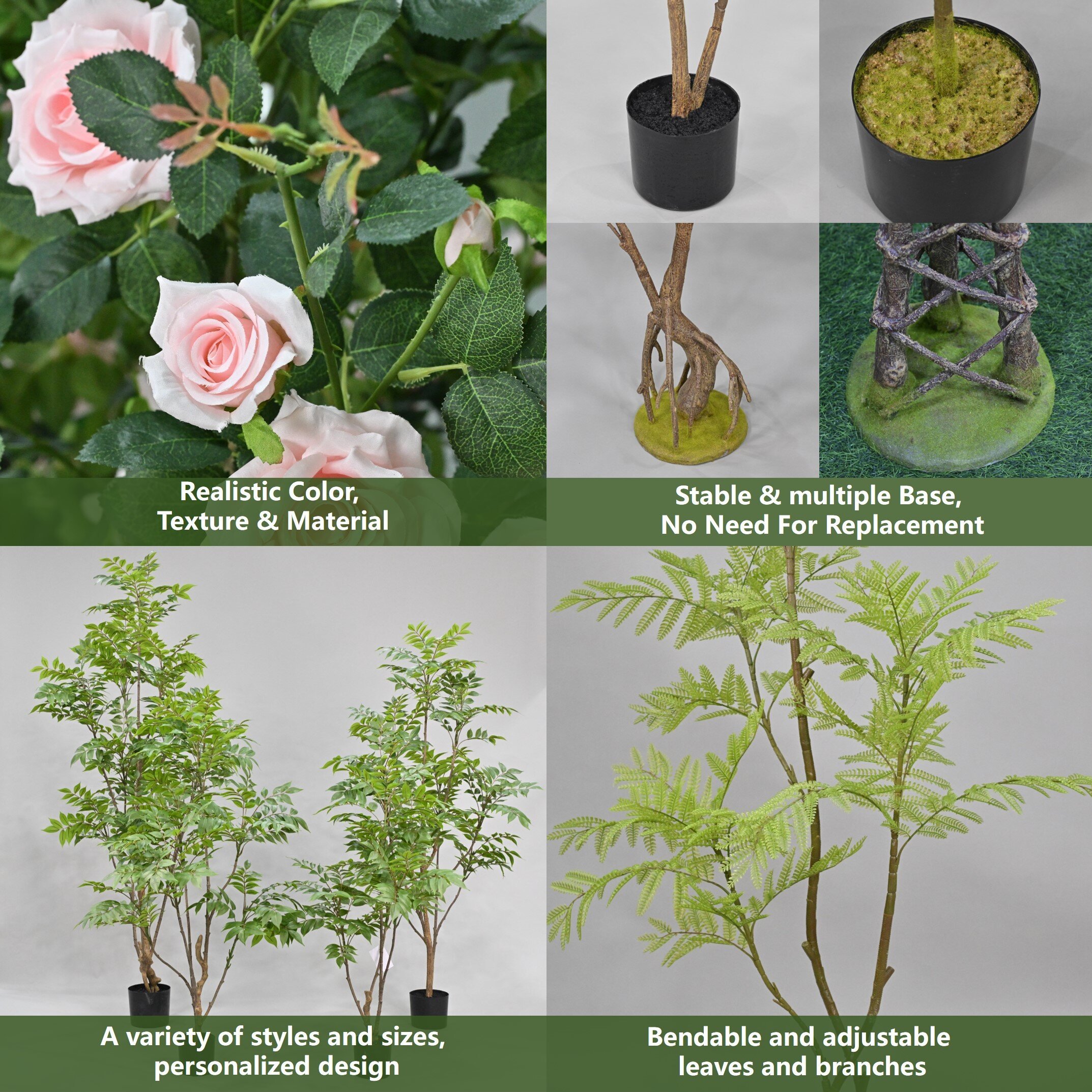 100/120/150/180/210cm Wholesale Artificial Garden Plant White Flower Indoor Outdoor Decoration Bonsai Tree