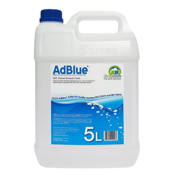 Everblue Wholesale Urea Adblue VDA DEF 5L Diesel Exhaust Fluid Adblue Urea Aqueous Solution Customize Package With Pipe and Box